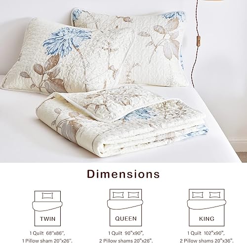 Miniatura 49 de Joyreap - Juego de colcha de poliéster. Floral Aqua,Botánico 02,Botanical Blue,Floral Light caqui,Botánico 01