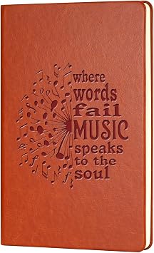 JOHSBYD Music Lover Gifts Leather Notebook for Women Men | Music is the Voice of the Soul Journal Notebook Musician G-ifts M-usic Major G-ifts M-usic Teacher Gifts where words