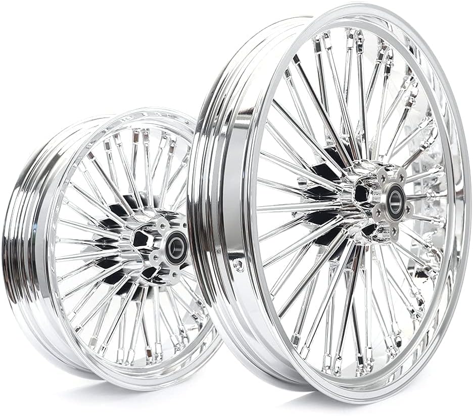 TOFR 21x3.5 16x3.5 Chrome Front Rear Wheels Rims Tubeless Fat King Spokes For Harley Heritage Softail,FLSTN Deluxe,FXSTD Deuce,FLSTSC Springer Classic,FLSTF Fat Boy,FXSTB Night Train,FXST Standard