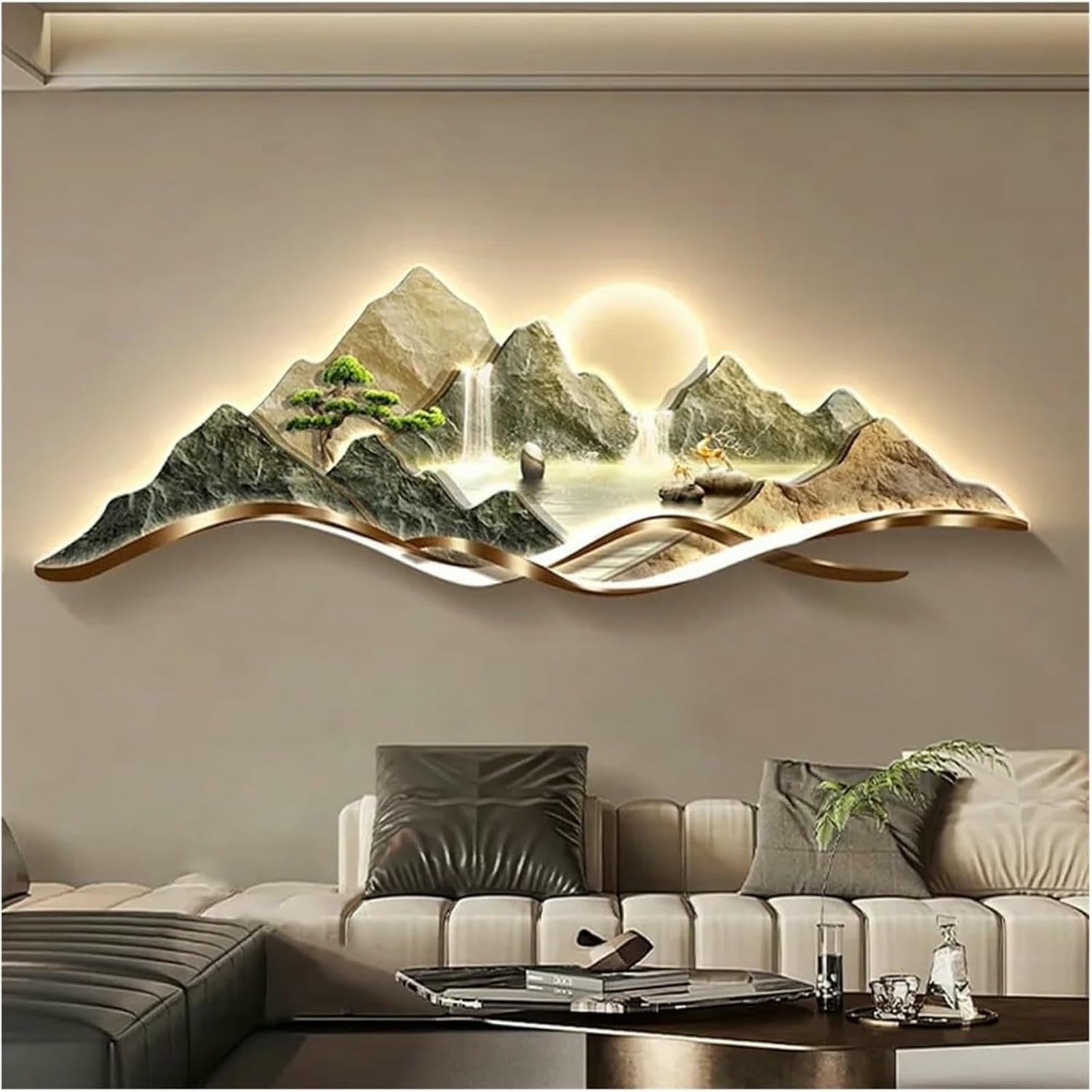 Pintura decorativa LED en relieve 3D de 120x40 cm para pared moderna