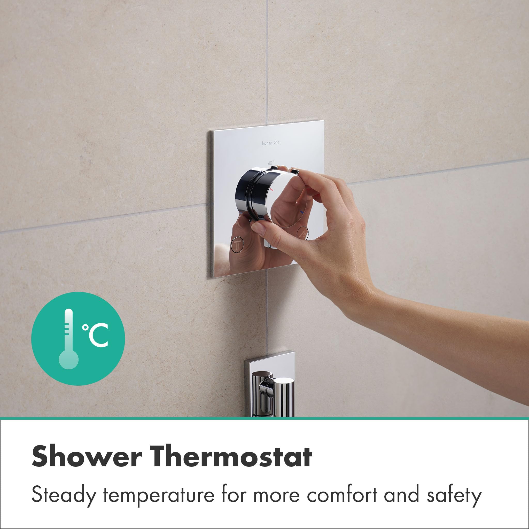 hansgrohe Raindance Alive S - conjunto de ducha empotrado, set completo (6 en 1) con termostato Ecostat Comfort E, iBox universal 2, ducha fija, alcachofa de ducha y flexo 160 cm, cromo, 24622000