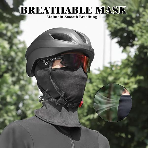 Zencantorous 2 Pezzi Passamontagna, Balaclava, Passamontagna Moto, Maschera da Sci, Sottocasco Moto con Protettore UV, con Fori per Occhiali, per Motociclismo, Sport Outdoor, Sci, Unisex, Nero - 5