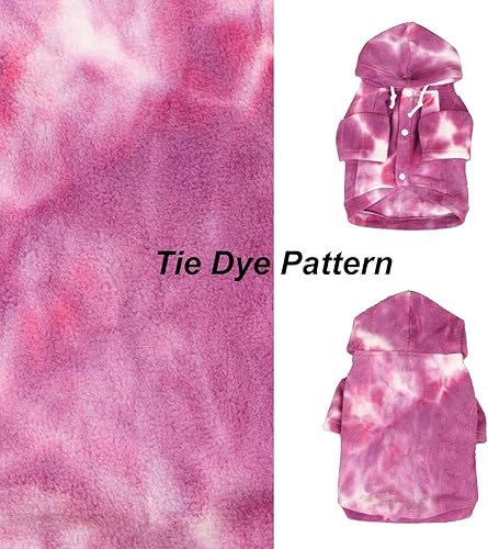 Miniatura 3 de Mklhgty Ropa de perro con capucha de teñido anudado, abrigo de invierno para mascotas, sudaderas para cachorros para perros pequeños, niños y niñas