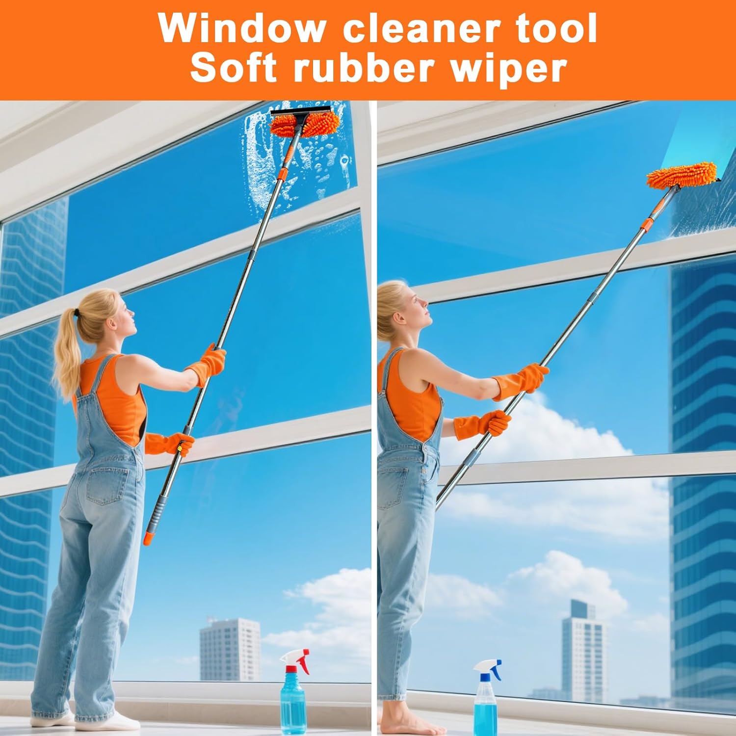 BIE 1 Squeee for Window Cleaning Tool, Long Handle Window Cleaner