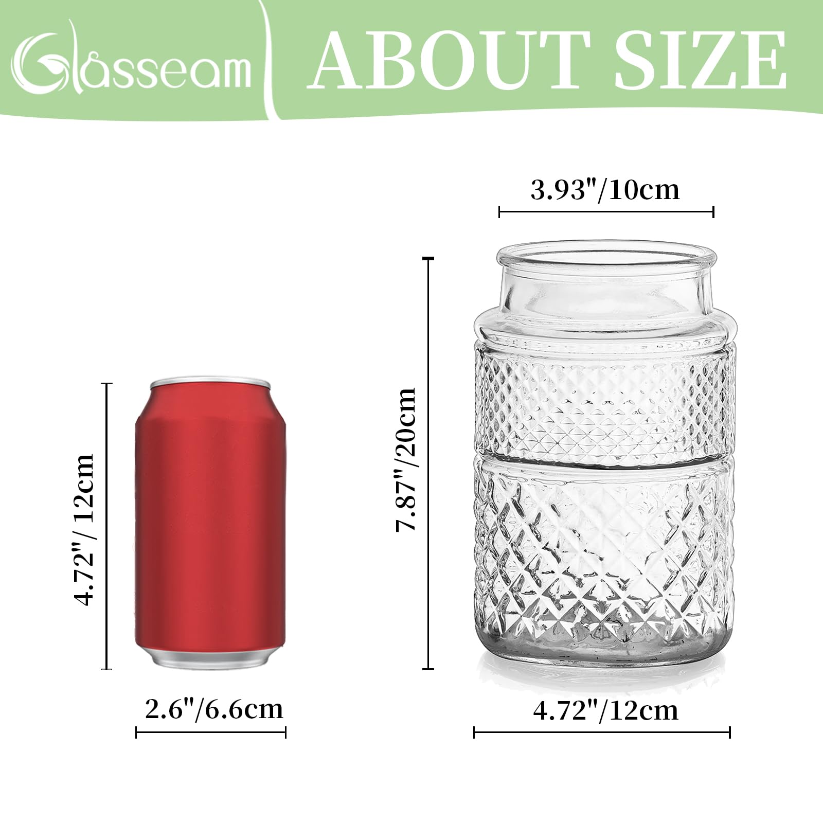 Vase En Verre Cristal Cylindre Haut 20cm - Col Large Pour Bouquets, Décoration Table - 14