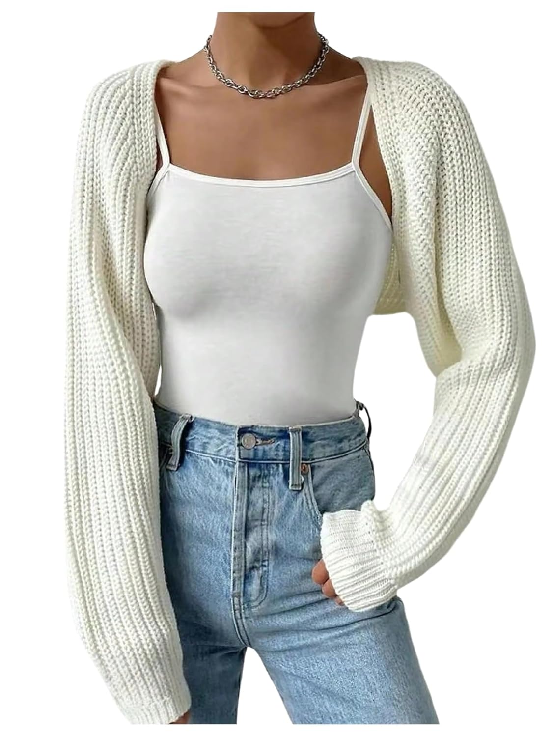 Womens Open Front Cropped Cardigan Long Sleeve Knit Sweater Fall Outfits