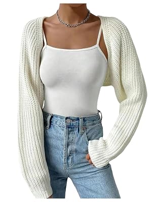 Womens Open Front Cropped Cardigan Long Sleeve Knit Sweater Fall Outfits