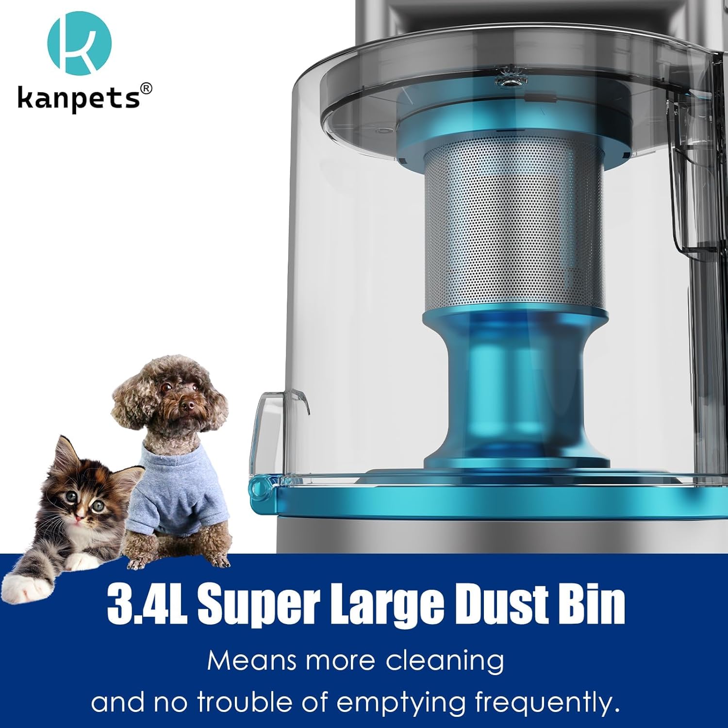 Pet Grooming Kit with 3.4L Oversized Vacuum Suction - 99% Pet Hair Removal - Professional Dog Clippers & Shedding Tools for Cats, Teddy, Poodle, Golden Retrievers (Pearl White)