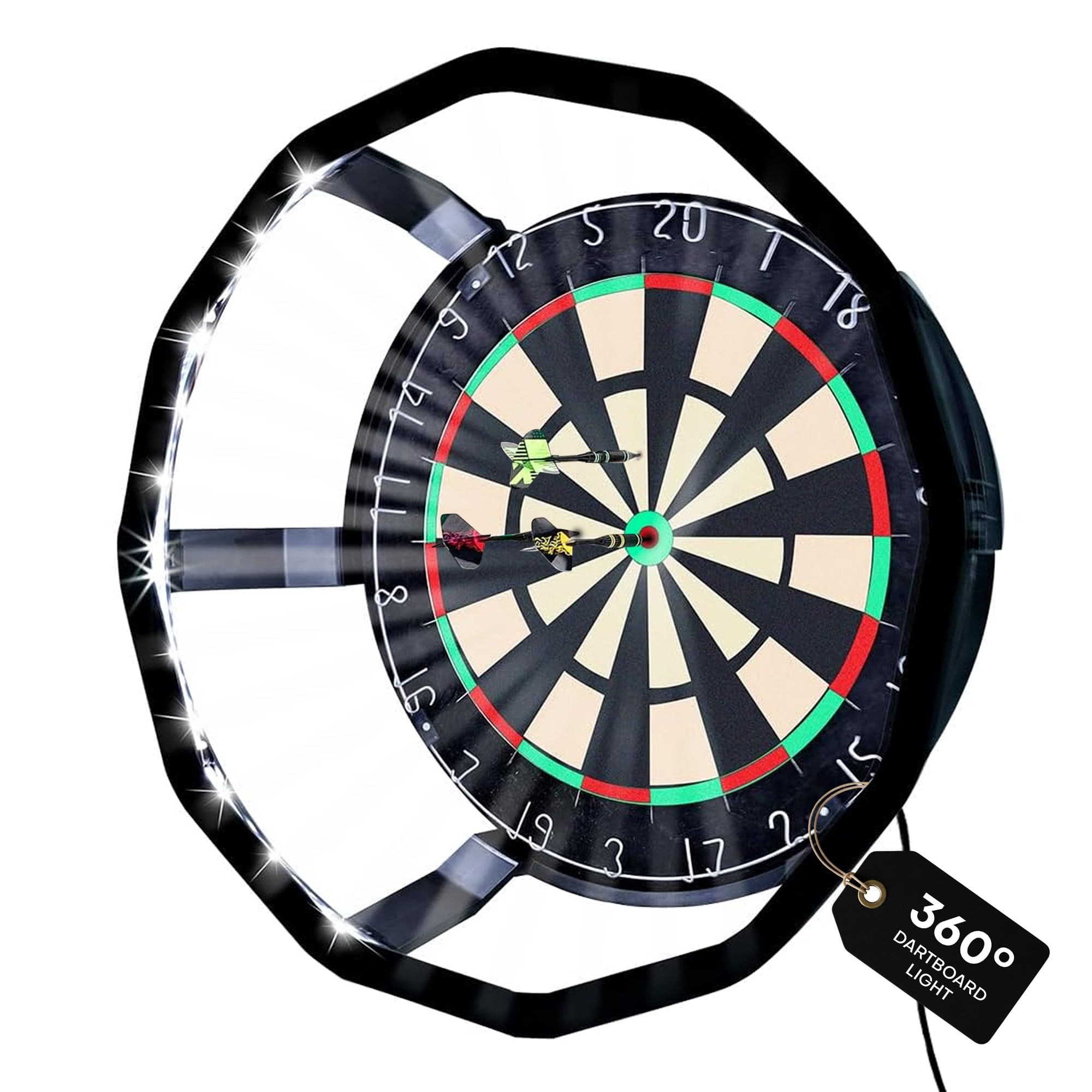 Dartboard Light Surround LED System 360 angle – Shadowless Ring Light with Adjustable Brightness, Metal Clamp Mount, Professional Dart Board Lighting for Enhanced Visibility and Accuracy