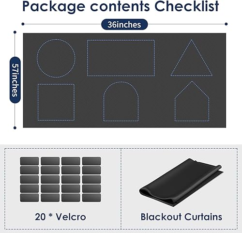Miniatura 7 de Blackout Curtains for Bedroom, 36" x 57" Temporary Blackout Shades for Windows, Portable Black Out Blinds Screen with 20 Loop & Hook, 100% Black Out