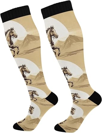 Desert Cowboy Compression Socks for Women and Men 20-30 mmHg Knee High Socks for Nurses Travel Socks 2 Pair