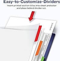 Vista 2 de AVERY Clear Easy View - Separadores de plástico duraderos, 5 pestañas (16740), multicolor (paquete de 2)