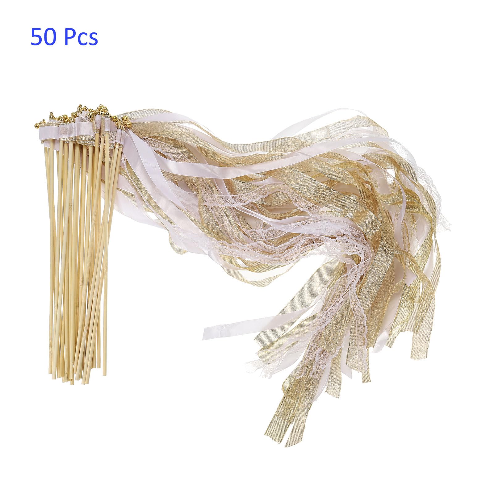 M METERXITY 50Pz Bacchette Magiche Nastro Stelle Filanti Matrimoni Tono Oro