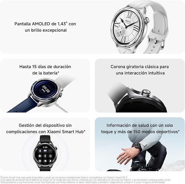 XIAOMI Watch S4, Versión Bluetooth, Modo Deportivo Profesional avanzado, Bisel de Cambio rápido 2.0, Pantalla AMOLED 1.43 Pulgadas Circular, Monitor Frecuencia Cardíaca y Sueño, Rainbow - 2