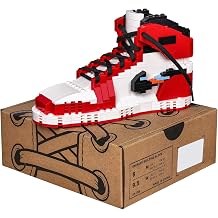 Basketball Red & White Sneaker Building Set with Black Shoelace, Compatible with Lego 630 Accessory, Sports Shoe Pen Holder, Gift for Basketball Lovers, Fathers Day, Graduation, Summer Gift, 356 PCS