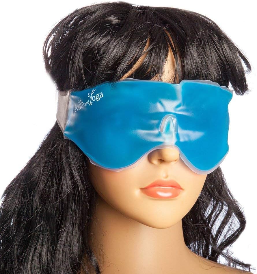 HealthAndYoga(TM) Relaxing Gel Eye Mask with Strap-on - Cooling Relaxation for Tired Eyes