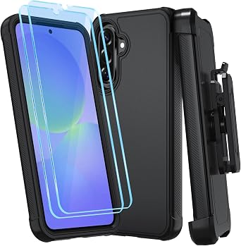 for Galaxy A36 5G Phone Case for Galaxy A37 5G Phone Case with Belt Clip Holster&HD Screen Protector Locking Swivel Holster Kickstand Case for Samsung Galaxy A36/&A37 BeltClip_Black