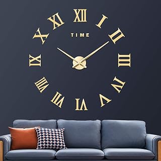 VREAONE Large 3D DIY Wall Clock  Giant Roman Numerals Clock Frameless Mirror Big - Compare price