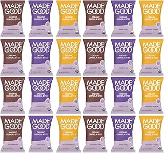 MadeGood Granola Minis Variety Pack – 24 Pack Snack Bags – Chocolate Chip, Strawberry & Chocolate Banana – Allergy Friendly, Gluten Free Mini Granola Bites