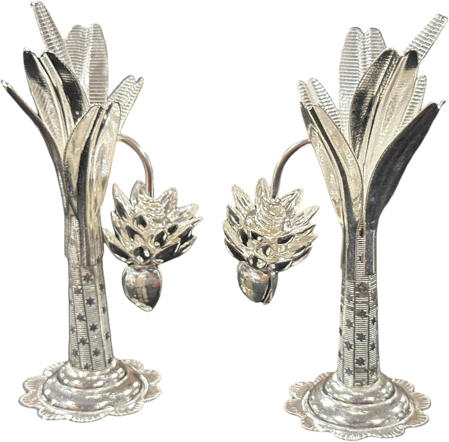925 Sterling Silver Hallmarked Satyanarayana Puja Banana Tree Pair (4.0-inch Tall)