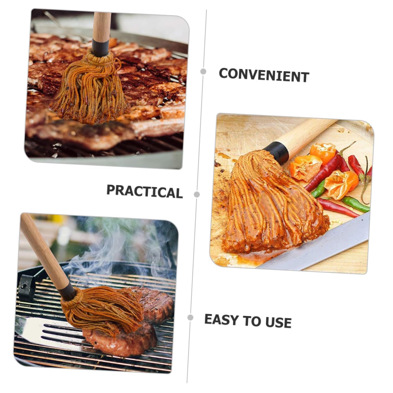 2pcs Bbq Basting Mop Brush Set for Grilling Sauce