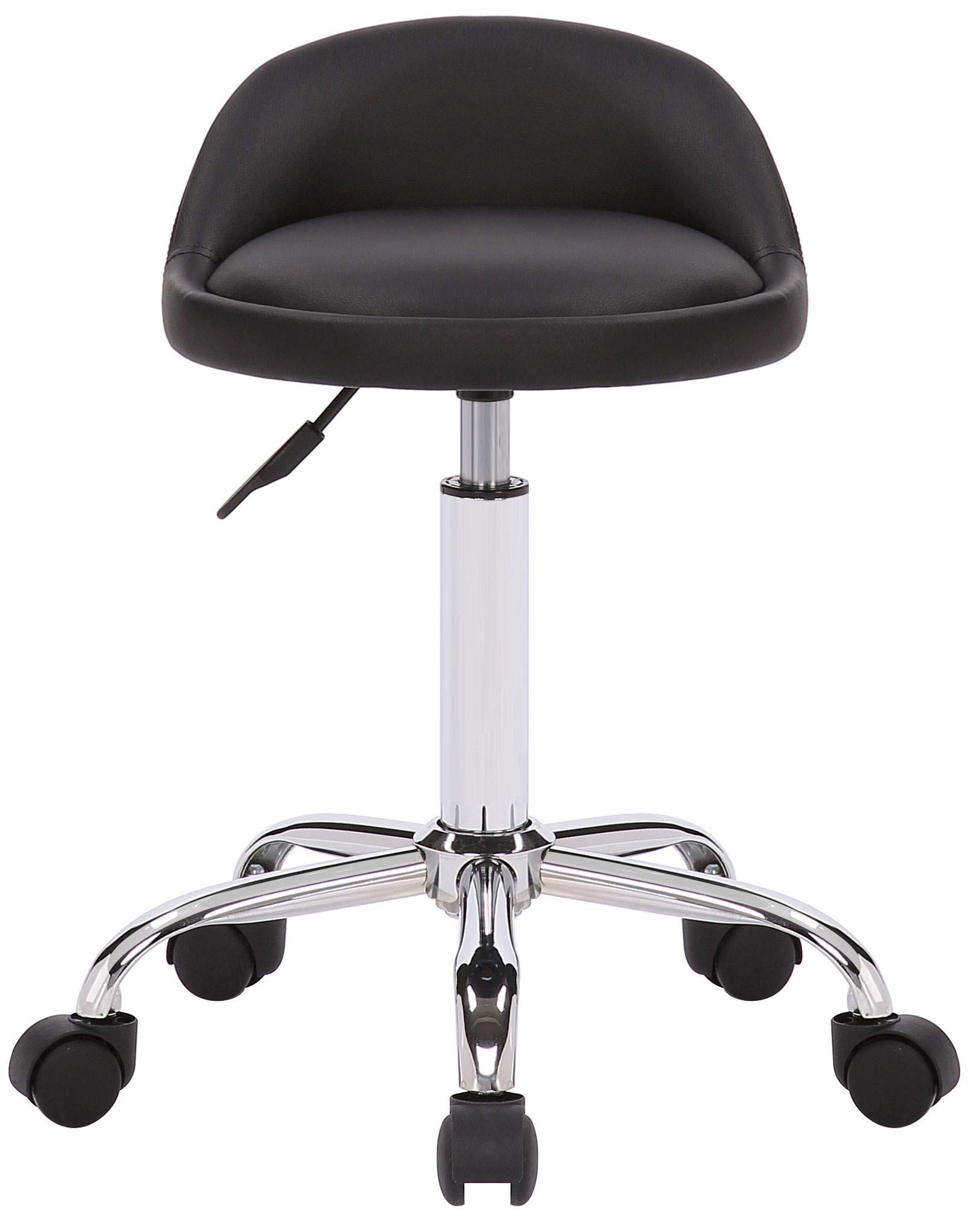 CLP Tabouret De Travail Teramo en Similicuir I Chaise De Travail avec roulettes I Siège De Travail avec Hauteur Réglable Et Pivotant | Couleur Noir