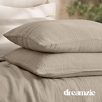 Dreamzie pamut gáz ágyneműhuzat 220x240 cm taupe 2 párnával puha légáteresztő 6