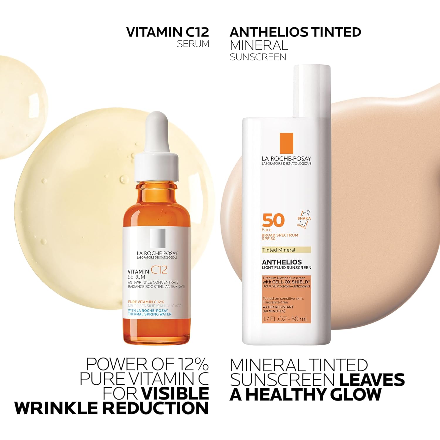 La Roche-Posay Pure 12% Vitamin C Serum For Face With Hyaluronic Acid & Salicylic Acid, Hydrating Face Serum, Boost Radiance & Reduce Wrinkles, 2 Formulas for Normal or Oily Skin Control