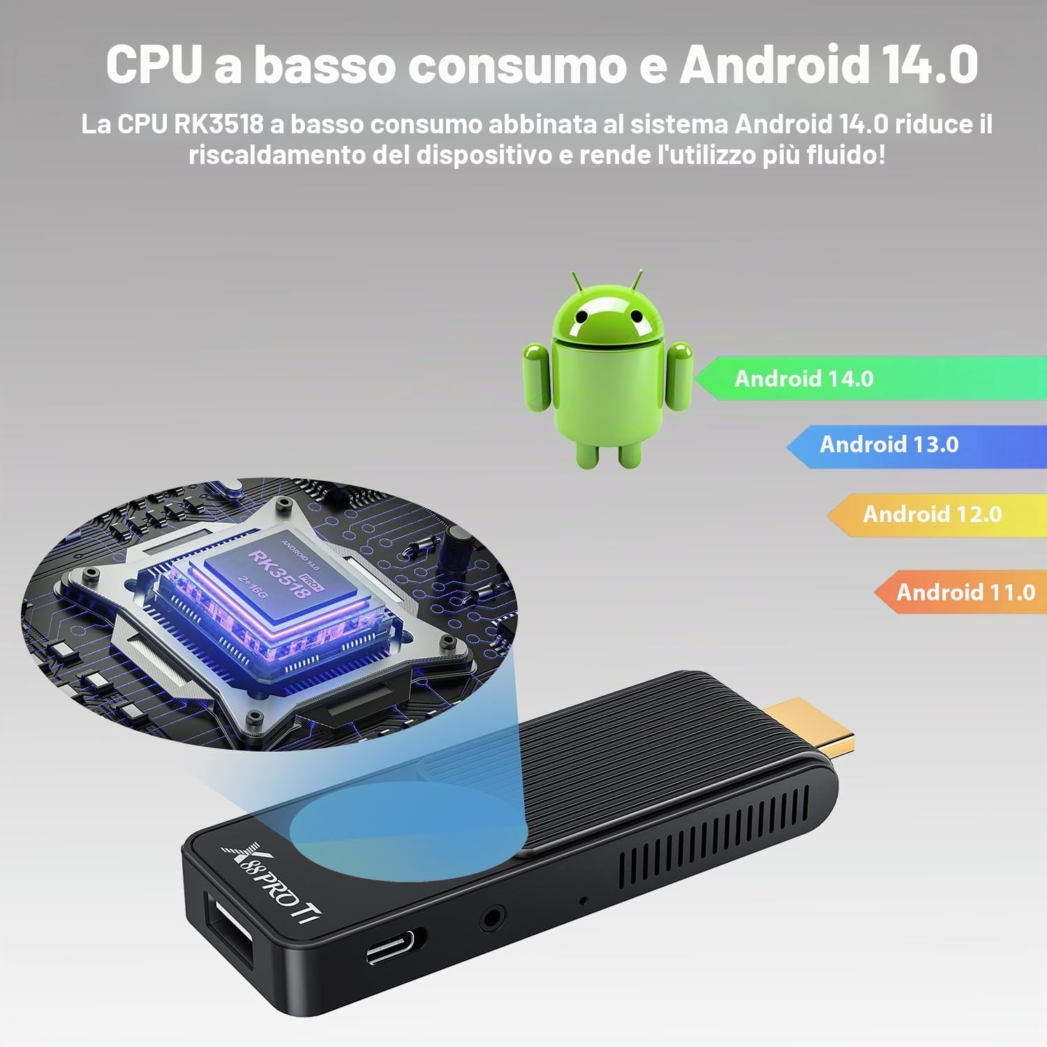 GREVA TV Stick 4K Ultra HD Streaming Dispositivo 2025 Ultimo Android 14.0 TV Stick con Telecomando Vocale GG Assistant Streaming Media Player 2GB 16GB HDR/AV1/2,4G/5G WiFi/BT 5.0, Smart TV Box Nero