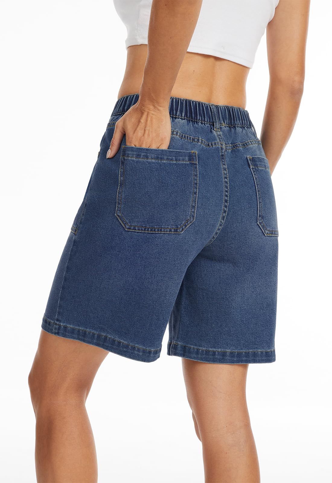 Alaster Queen Bermuda Shorts Damen Sommer Mode Kurze Hose Damen Freizeit Elastischer Bund Shorts