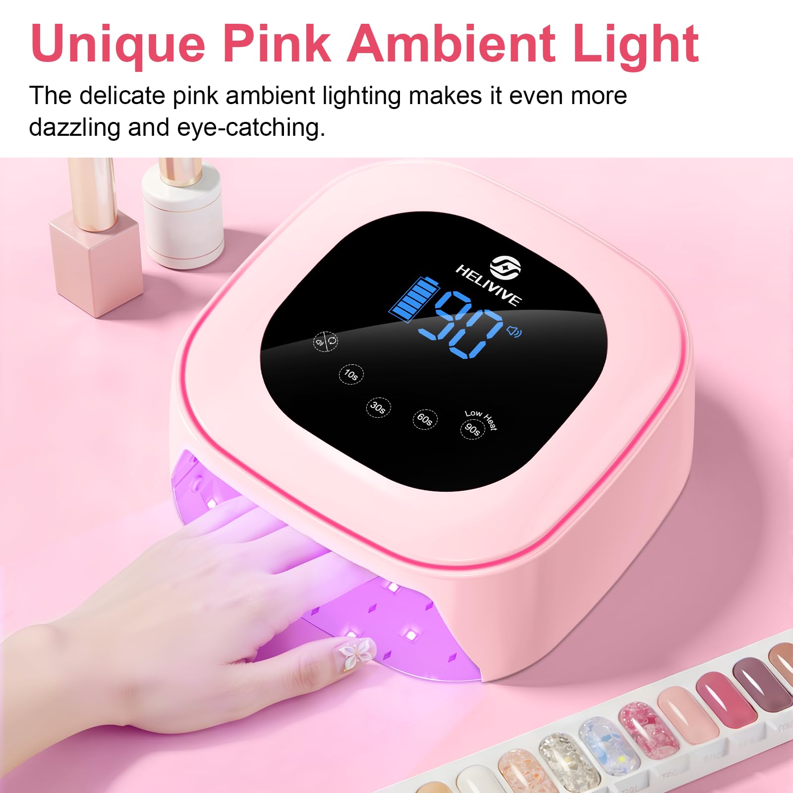Cordless 80W UV LED Nail Lamp, Rechargeable Gel Nail Dryer