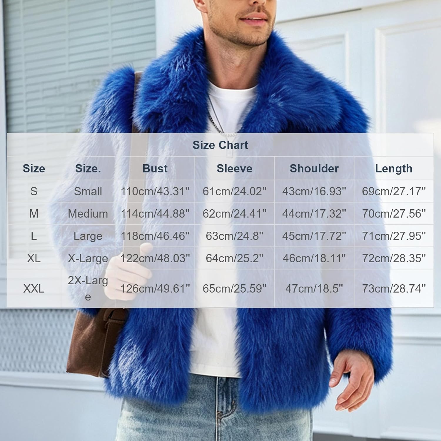 Men's Faux Fur Jacket, Short Warm Fluffy Winter Coat, Trendy Style