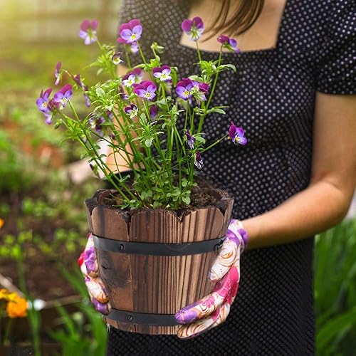 Miniatura 5 de Macetas rústicas de madera para decoración de interiores y exteriores, caja pequeña de madera real para plantas suculentas, caja para jardín,