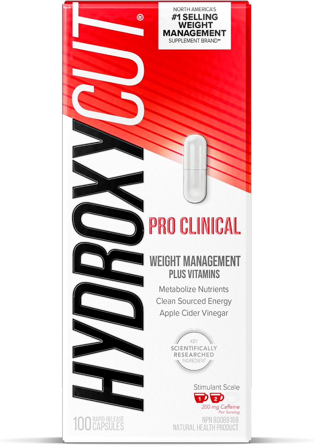 Hydroxycut Pro Clinical Weight Loss Supplements with Apple Cider Vinegar, Burn Calories & Get Naturally Sourced Energy, 50 Servings (100 Pills)