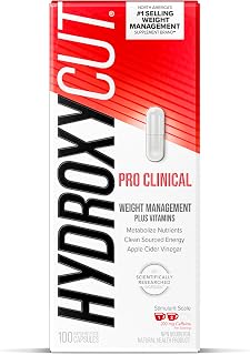 Hydroxycut Pro Clinical Weight Loss Supplements with Apple Cider Vinegar, Burn Calories & Get Naturally Sourced Energy, 50 Servings (100 Pills)