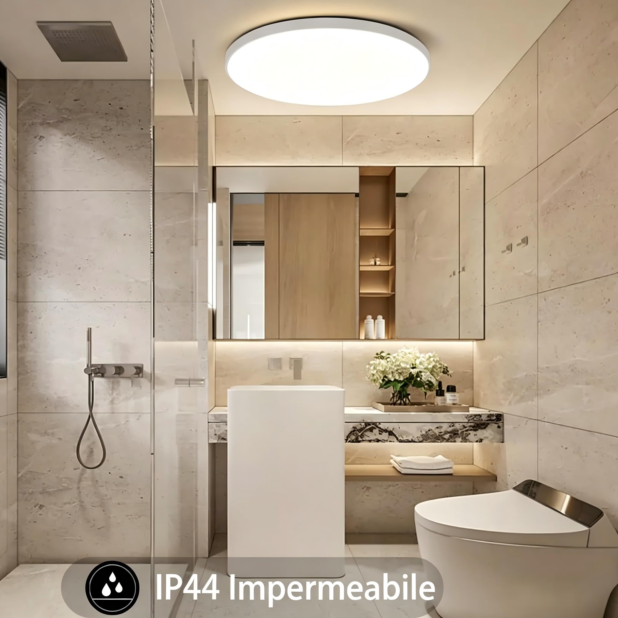 24W Plafoniera LED Soffitto Smart RGB IP44 Ø32CM Telecomando | 3000K-6500K Lampada a LED circolare per soffitto, ideale per soggiorno, camera da letto, bagno e studio musicale