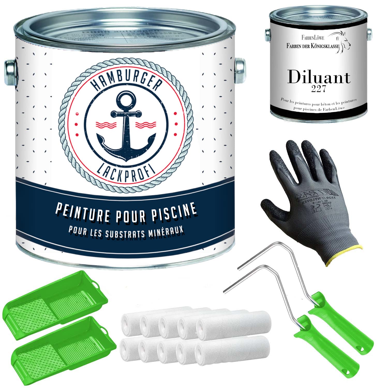 Peinture piscine satiné jaune sable RAL 1002 jaune Pour béton peinture piscine bassin revêtement avec kit (X300) & Diluant (1 L) (1 L) Hamburger Lack-Profi