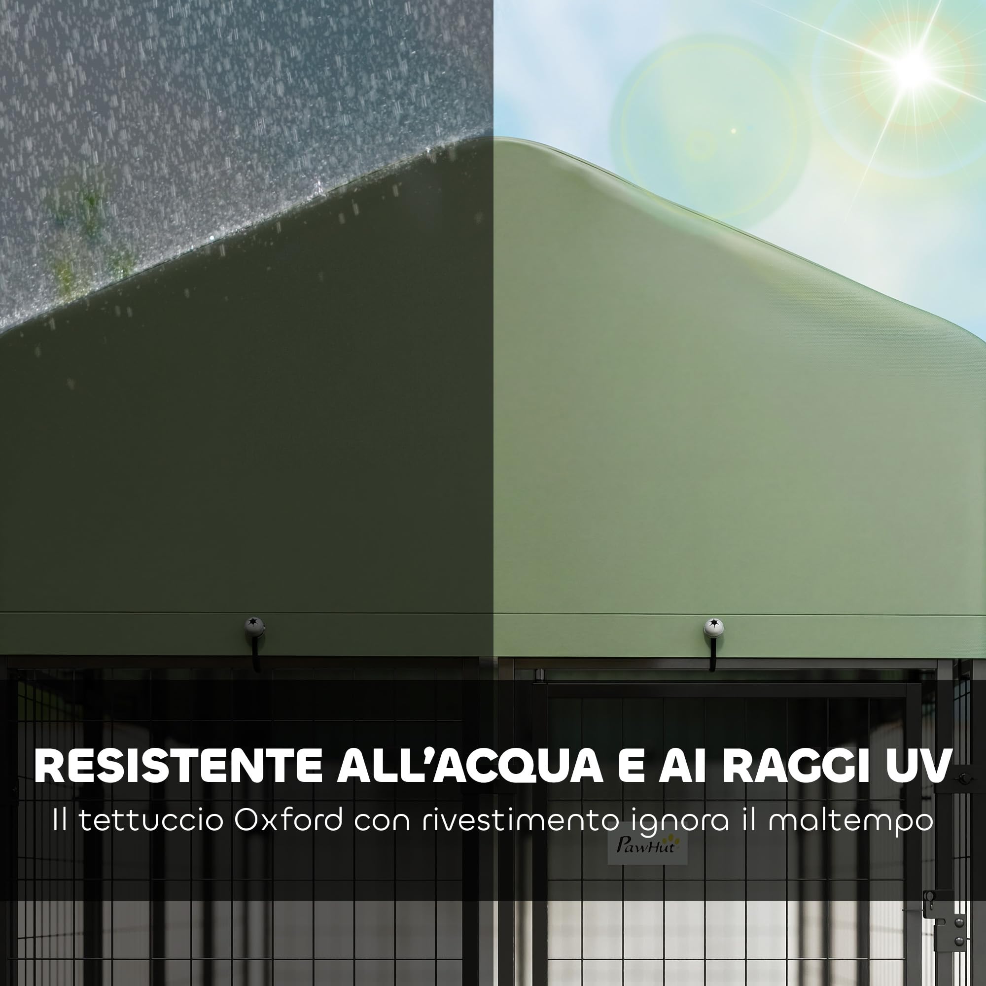 PawHut Recinto per Cani da Esterno Grande in Acciaio 244x122x183cm Verde