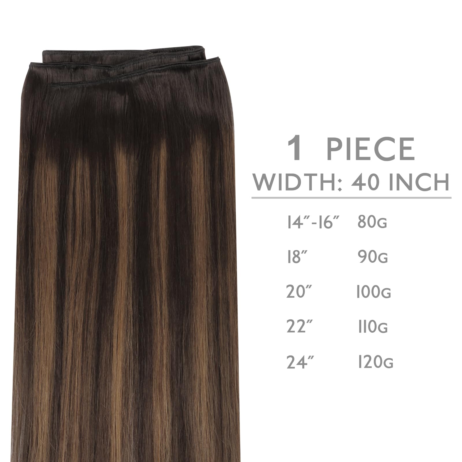 WENNALIFE Tressen Extensions Echthaar, 45cm 90g Dunkel Braun Tressen Echthaar zum Einnähen Echthaar Extensions Tressen Remy Haar Weft Echthaar Tressen Haarverlängerung Echthaar Sew In Hair Extensions | Haarverlängerung, 45,7 cm, 90 g, Balayage, Dunkelbrau