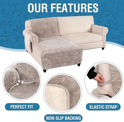 Miniatura 5 de H.VERSAILTEX Protector de sofá 100% impermeable, terciopelo de alta calidad, con brazo izquierdo, para perros, 120 x 36 pulgadas, protector de