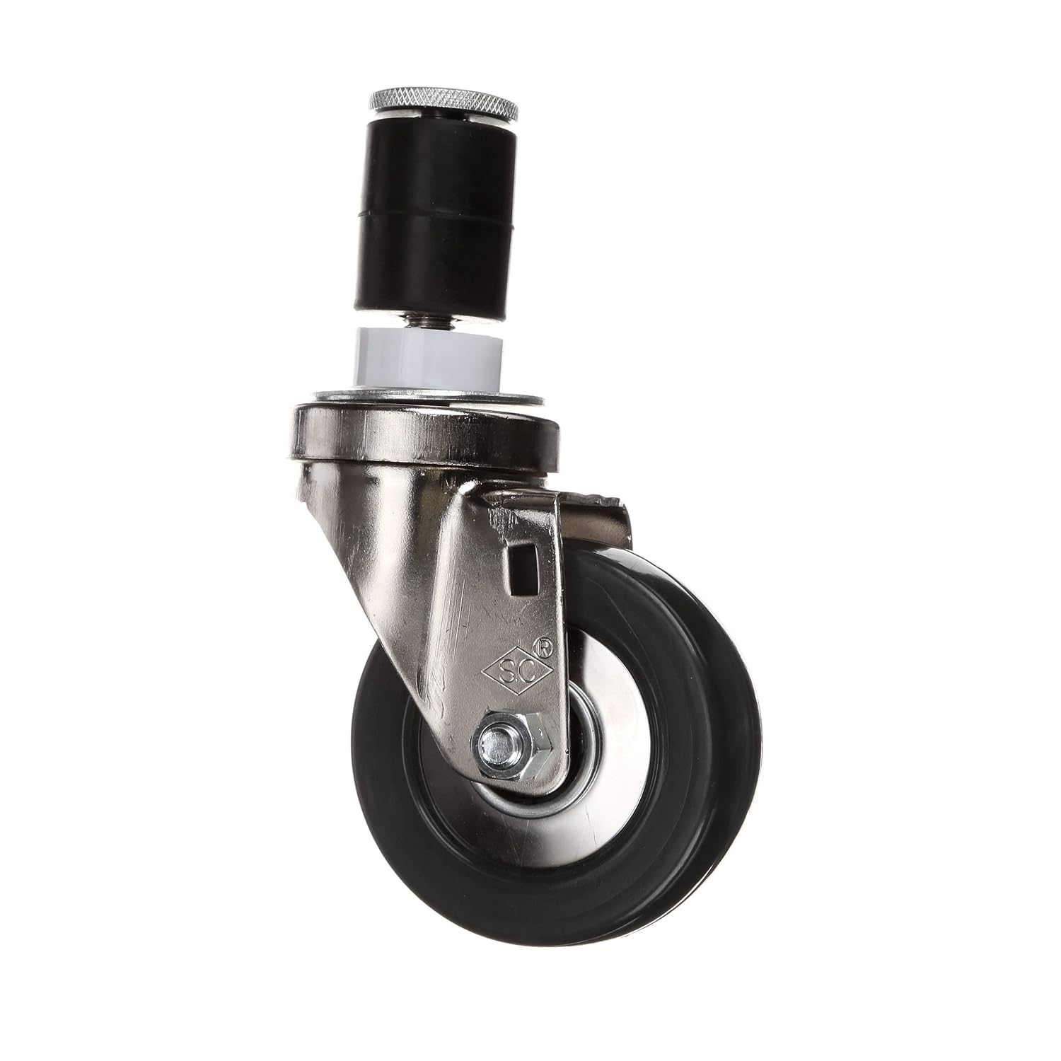 Medium Duty 1-5/8" Expanding Stem Caster with 3-1/2" Gray Rubber Wheel with Brake