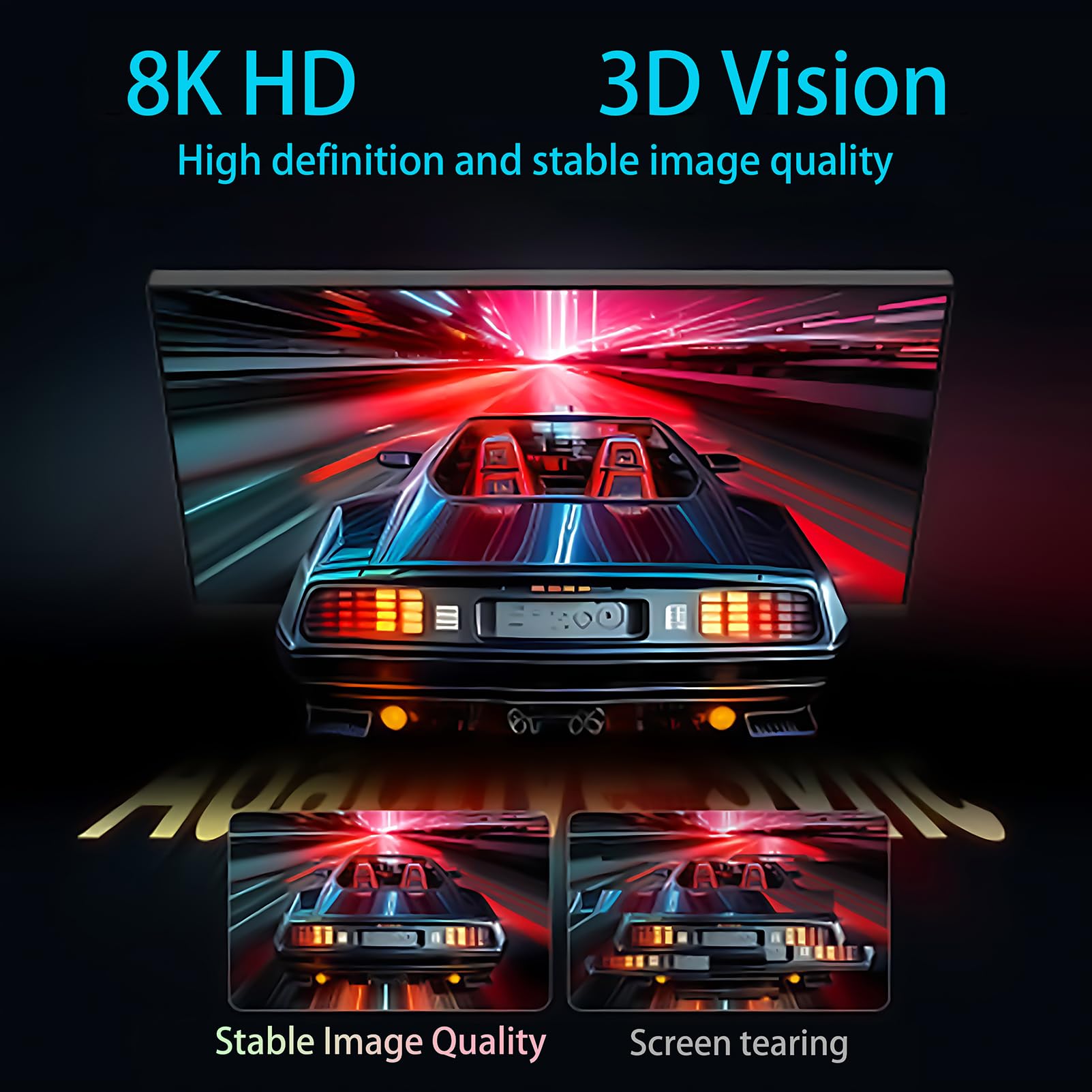 Câble HDMI à fibre optique 8K, 3 m, câble HDMI 2.1 48 Gbit/s ultra haut débit, 8K @ 60 Hz/4K @ 120 Hz, HDR/eARC/VRR, câble HDMI directionnel ultra HD compatible avec HDTV PC RTX4090