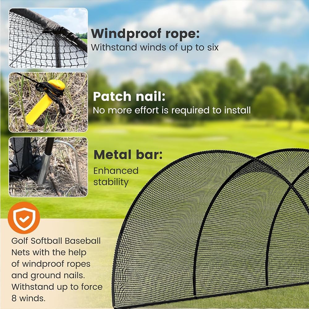 22FT Baseball & Softball Batting Cage with Pitching Backstop - Heavy-Duty Backyard Training Net, Carry Bag Included for Easy Setup