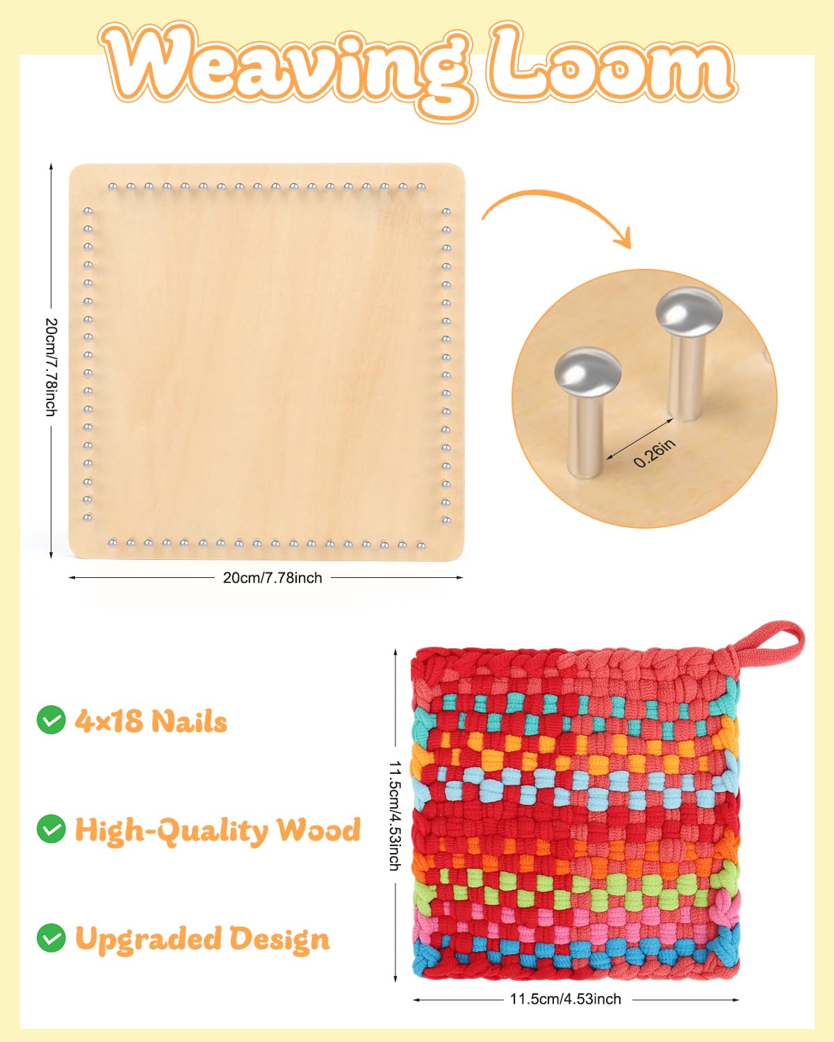 Coopay Kit telaio per tessitura, kit per presina in legno con 192 passanti per tessitura, istruzioni passo passo, arte e artigianato per bambini e adulti, regalo ideale