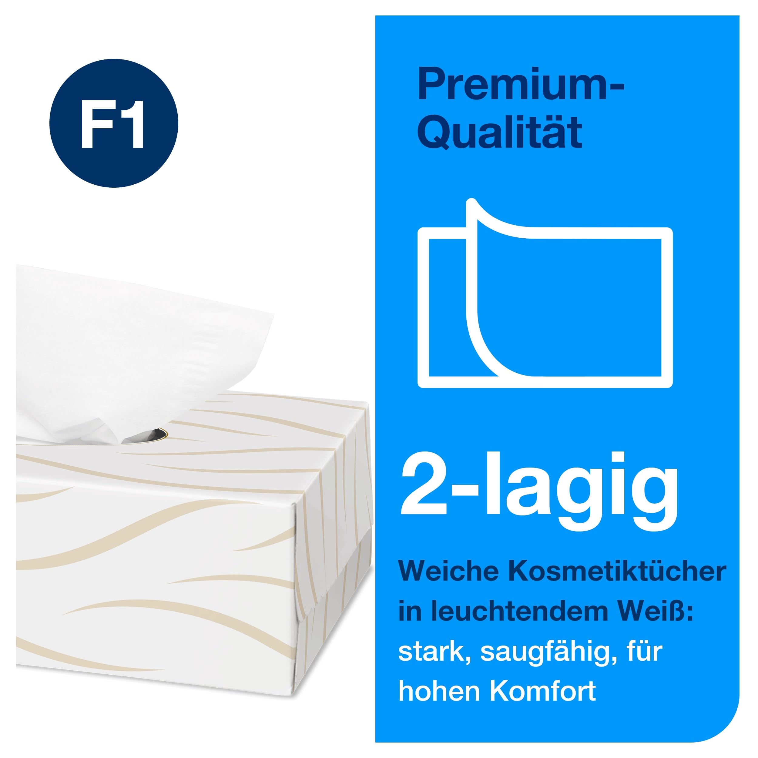 Tork weiche Kosmetiktücher Weiß F1, Premium, 2-lagig, 30 × 100 Blatt, 140280