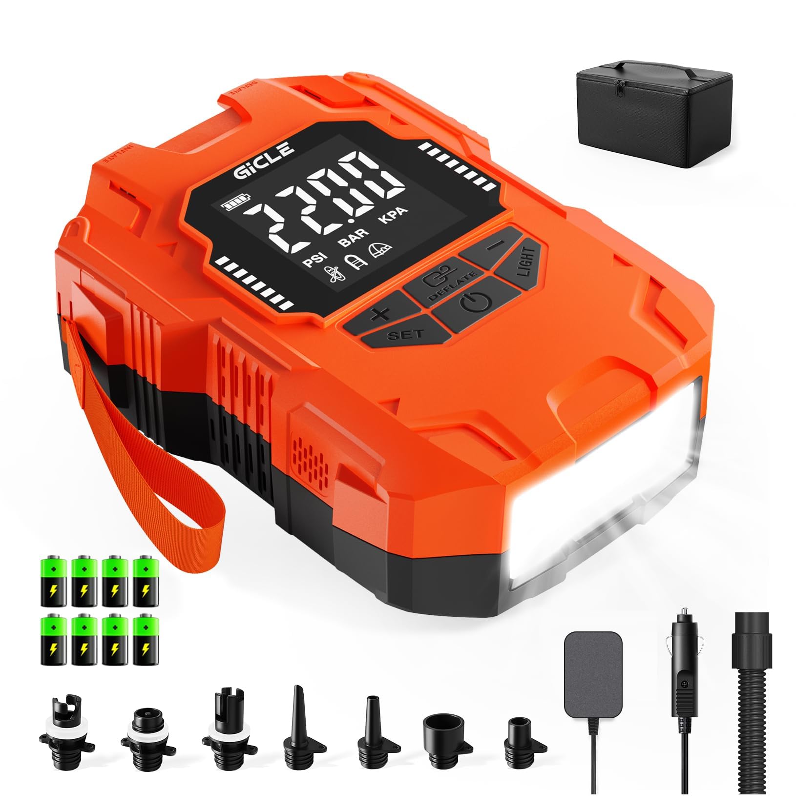 GICLE Sup Pumpe Elektrisch 22PSI Elektische Sup Pumpe Akku 36W Typ-C-Anschluss Inflator & Deflator 12V DC für Paddle-Board,Boot,Kayaks,Wassersport