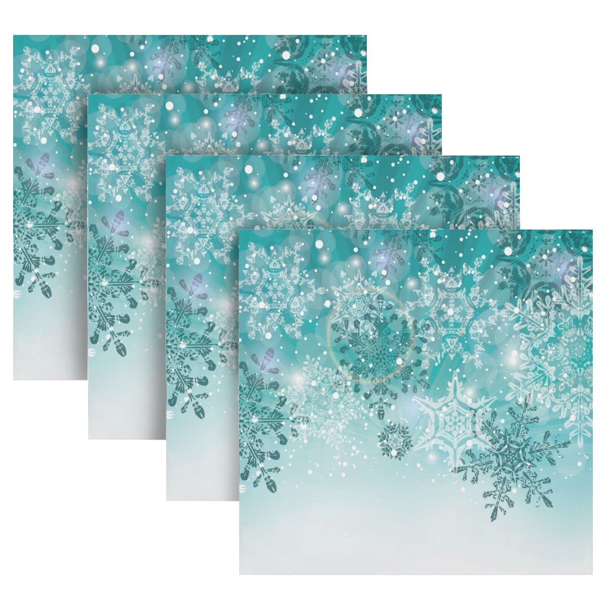 ALAZA Silver Winter Teal Turquoise Snowflakes Christmas Cloth Napkins Dinner Napkins Set of 6,Reusable Table Napkins Washable Polyester Fabric for Cocktail Party Holiday Wedding Home Decorative