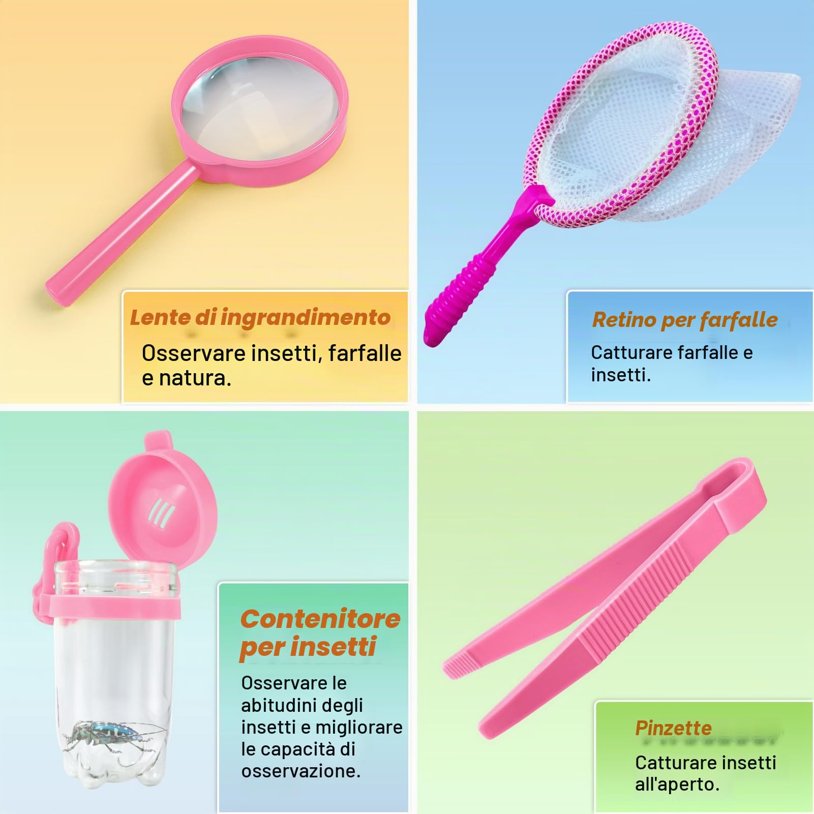 Set di esplorazione per bambini, con gilet cappello e binocolo per bambini, attrezzatura da campeggio con kit di esplorazione per coleotteri, ottimo giocattolo da