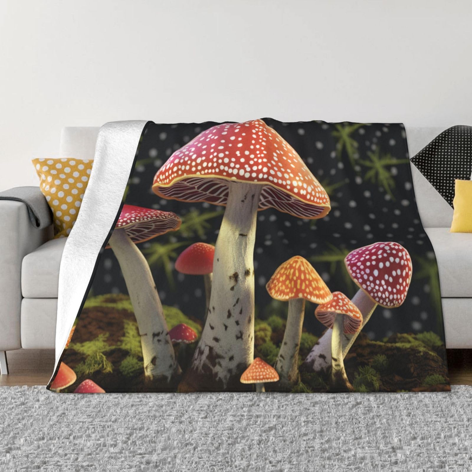 Plaid motif champignon pour des soirées cocooning au salon