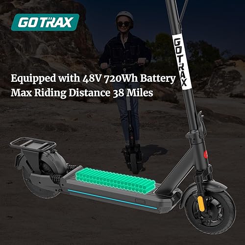 Miniatura 3 de Gotrax Patinete eléctrico, neumático de 10 pulgadas, máximo 1838 millas, velocidad máxima de 20 Mph, luz trasera de cuerpo y faros delanteros de